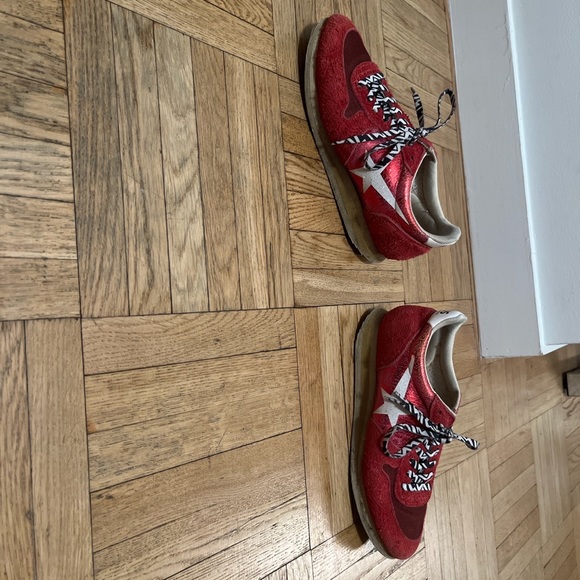 Cute red golden goose sneakers with nice laces too!